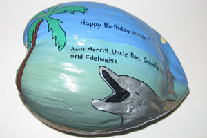 Click to enlarge - Unusual Birthday Gift Hand Painted Coconut