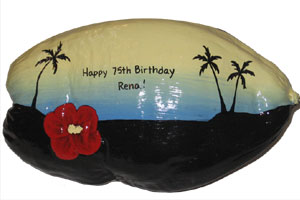 Click to enlarge - Unique Birthday Gift Hand Painted Coconut