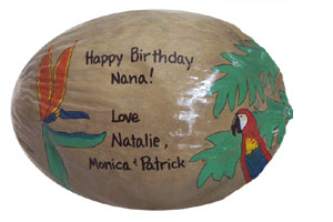 Click to enlarge - Birthday Gift Hand Painted Coconut