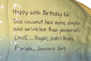 Click to enlarge - One of a Kind Birthday Gift Hand Painted Coconut