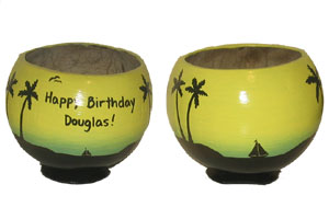 Click to enlarge - Birthday Gift Hand Painted Coconut Cup 
