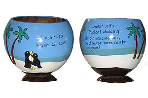 Click to enlarge - Wedding Invitation Painted Coconut