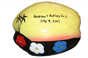 Click to enlarge - Wedding Invitation Painted Coconut