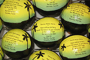 Eco-friendly Save the Date Annnouncement Painted Coconut