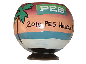 Coconut cup painted with Label Service for a unique corporate sales gift