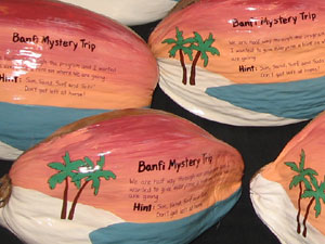 Whole coconuts direct mailed as a teaser giveaway gift for upcoming travel agent event.