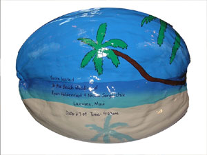 Recycle with our tropical Wedding invitations hand painted on coconuts