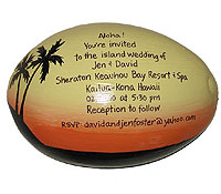 sland destination wedding invitation hand painted on a half shell coconut