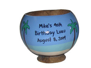 Luau Party Gift Hand Painted Coconut