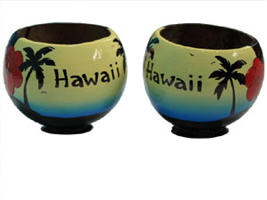 Personalized hand painted vacation memorabilia gift coconut cups made in USA