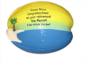 Click to enlarge - Eco-friendly, green retirement gift idea - hand painted coconut