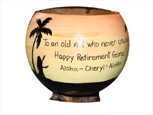 Eco-friendly, green retirement gift idea - hand painted coconut