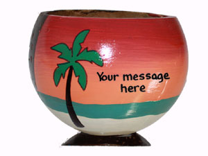 Customize this painted coconut cup for a truly warm holiday greeting