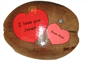 Valentines Gift Hand Painted Coconut