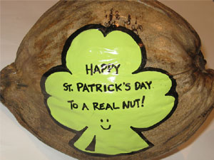 Click to enlarge - St. Patricks Day Gift Hand Painted Coconut