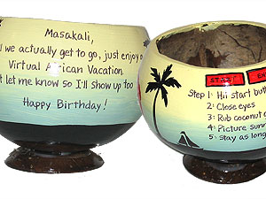 Virtual Vacation Gift Hand Painted Coconut