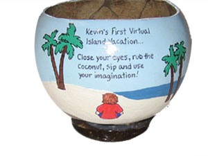 Click to enlarge - Virtual Vacation Gift Hand Painted Coconut