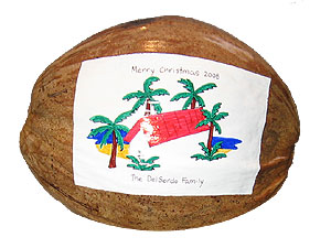 Merry Christmas Painted Coconut
