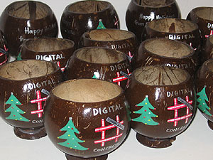 Chistmas Party Drinking Painted Coconut