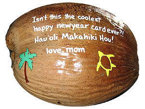 Happy New Year Painted Coconut