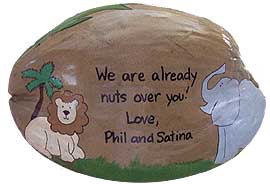 Personalized New Baby Announcement - painted coconuts!