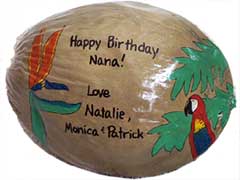 Coconut Greetings - send a coconut - without a box - through the mail with your special message on it!