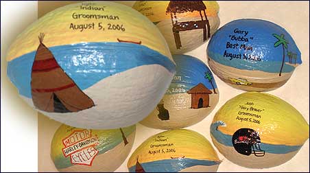 Hand painted gifts for the Bridesmaids and Groomsmen