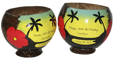 Painted Coconut Drinking Cup