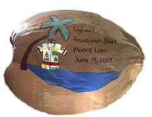 Ugliest Hawaiian Shirt Personalized painted coconuts for tropical invitations and favors