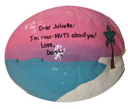 Hand painted Coconuts make great personalized Anniversary gifts
