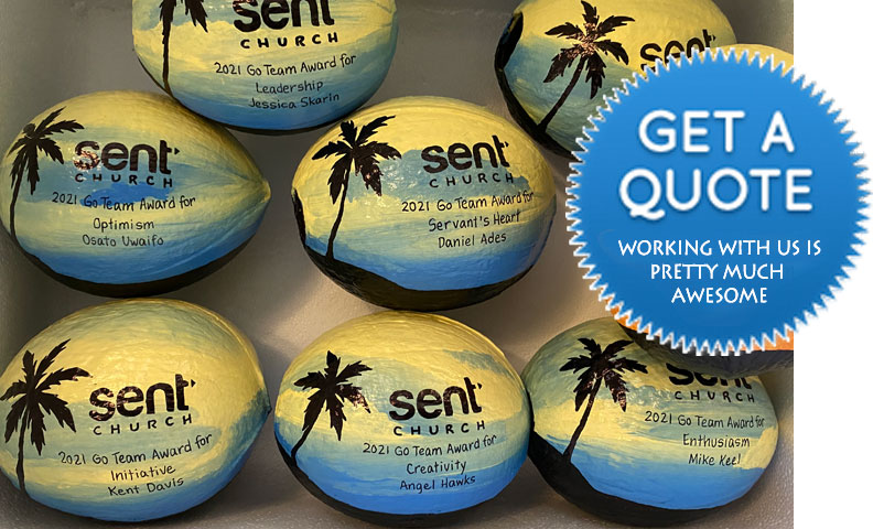 Sent Church presented award winners with a custom painted coconut