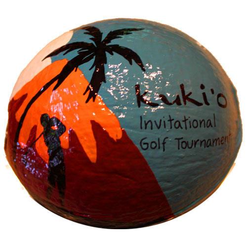 Painted coconuts are a unique invitation idea