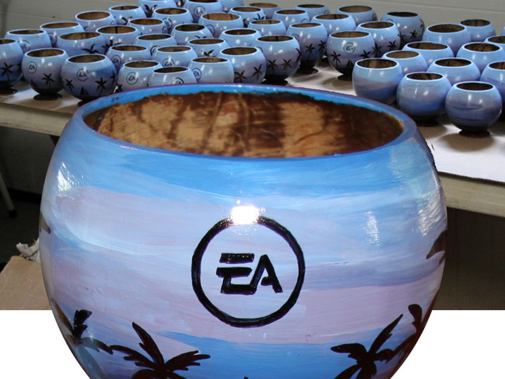 painted coconut cup for president's club awards and sales incentive awards acknowledgement