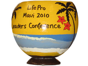 Hand Painted Coconut Cup for Corporate Retreat Invitation