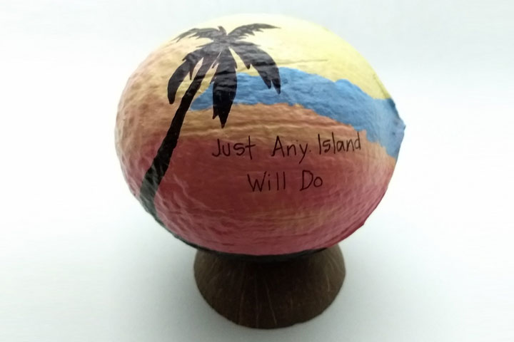 Beach themed painted coconut souvenir. We'll paint any text!
