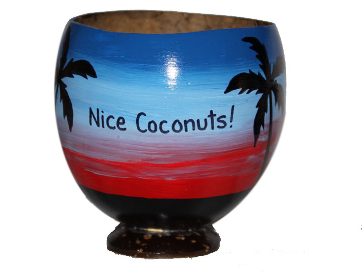 Personalized and hand painted genuine coconut cups