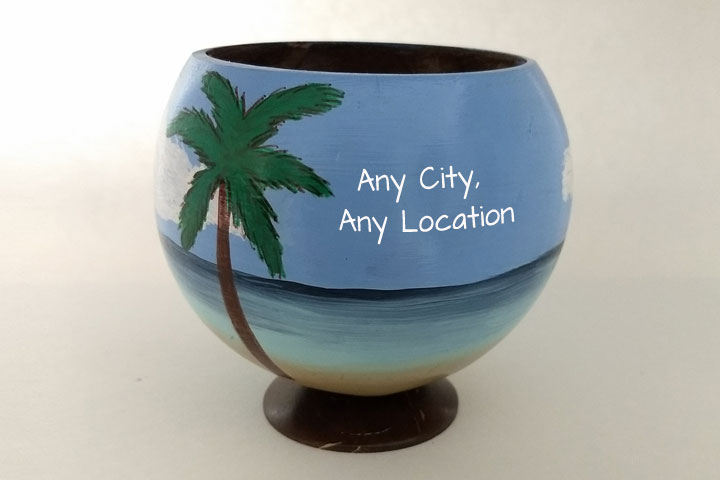 Coconut Cups personalized with your message or location