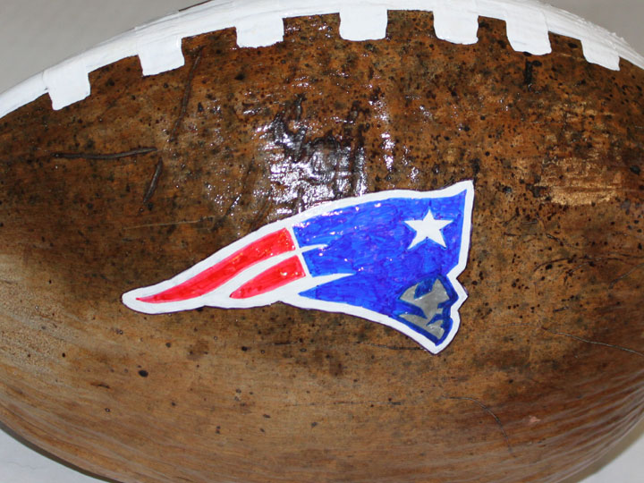 Patriots football painted coconut