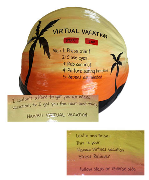Virtual Vacation Gift Hand Painted Coconut
